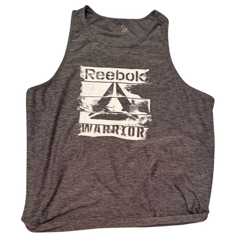 Reebok Warrior Graphic Tank Top Gray Heathered Sleeveless‎ Workout Shirt Women L